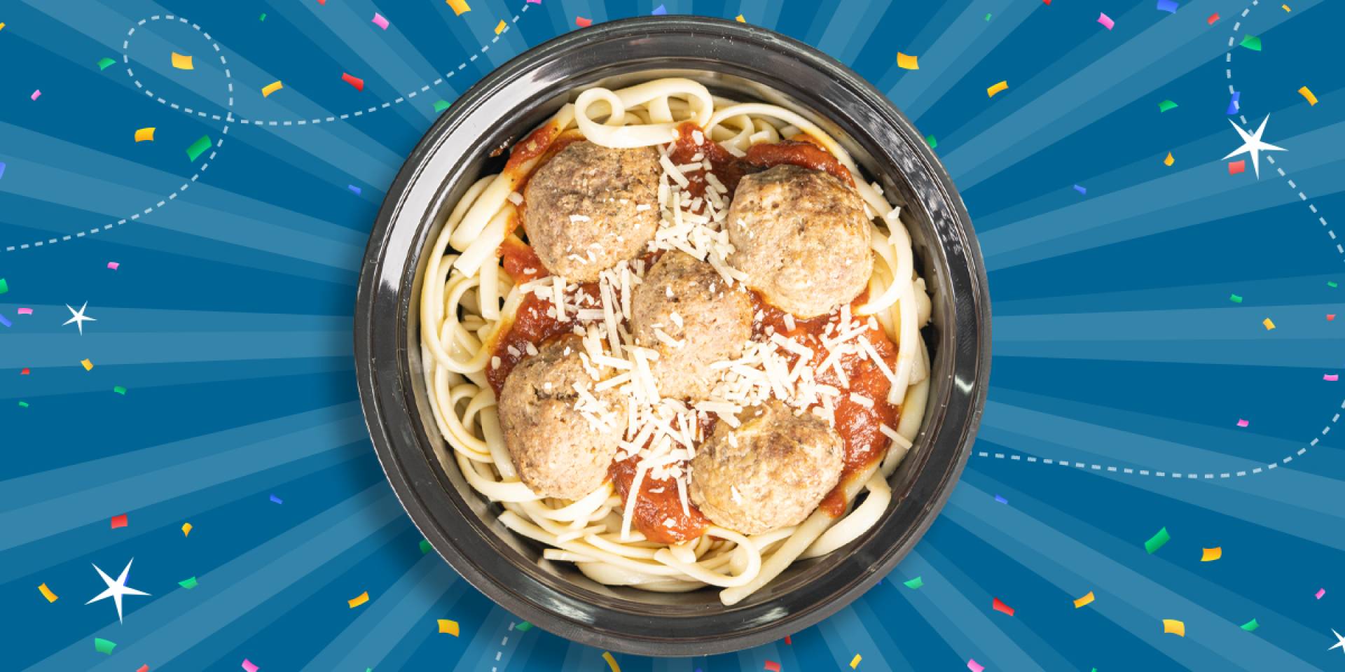 57. Spaghetti con Albondigas de Res en Salsa de Tomate (Niños)