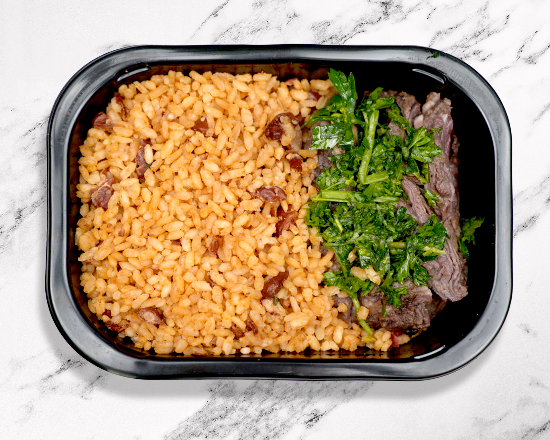 91. Churrasco con Chimichurri con Arroz Mamposteao