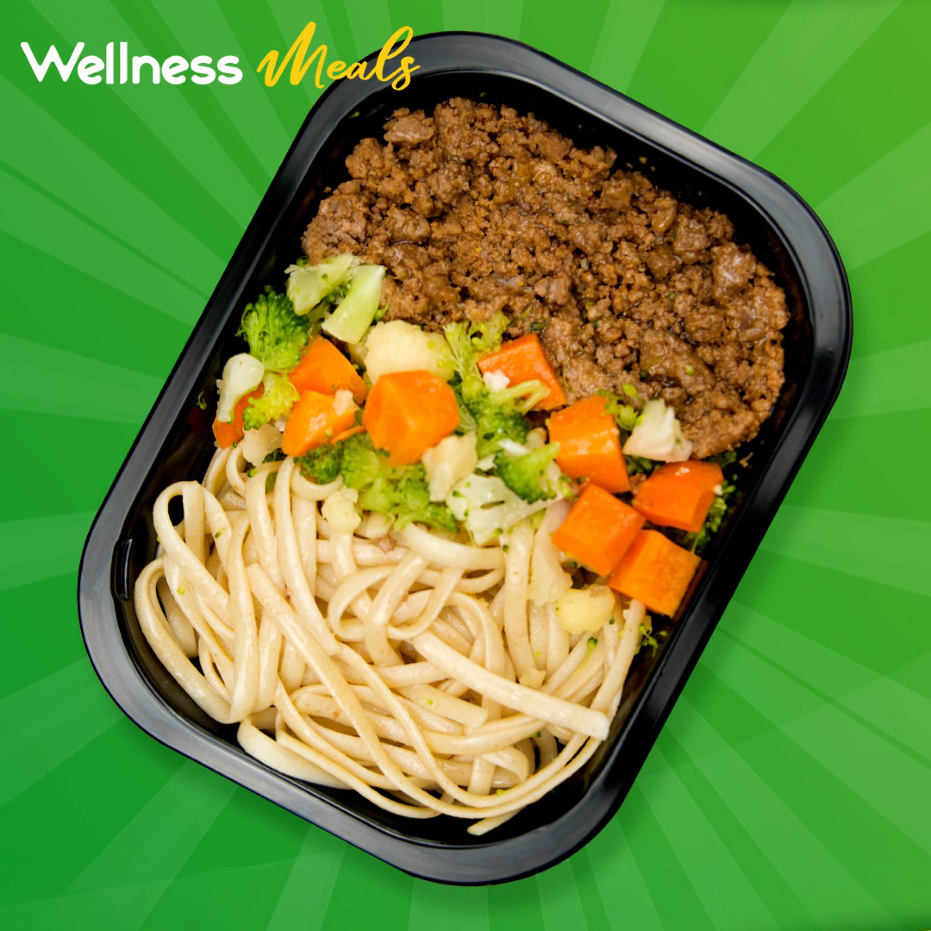 34. Carne Molida de Res con Pasta Gluten Free y Vegetales Mixtos en Aceite de Aguacate