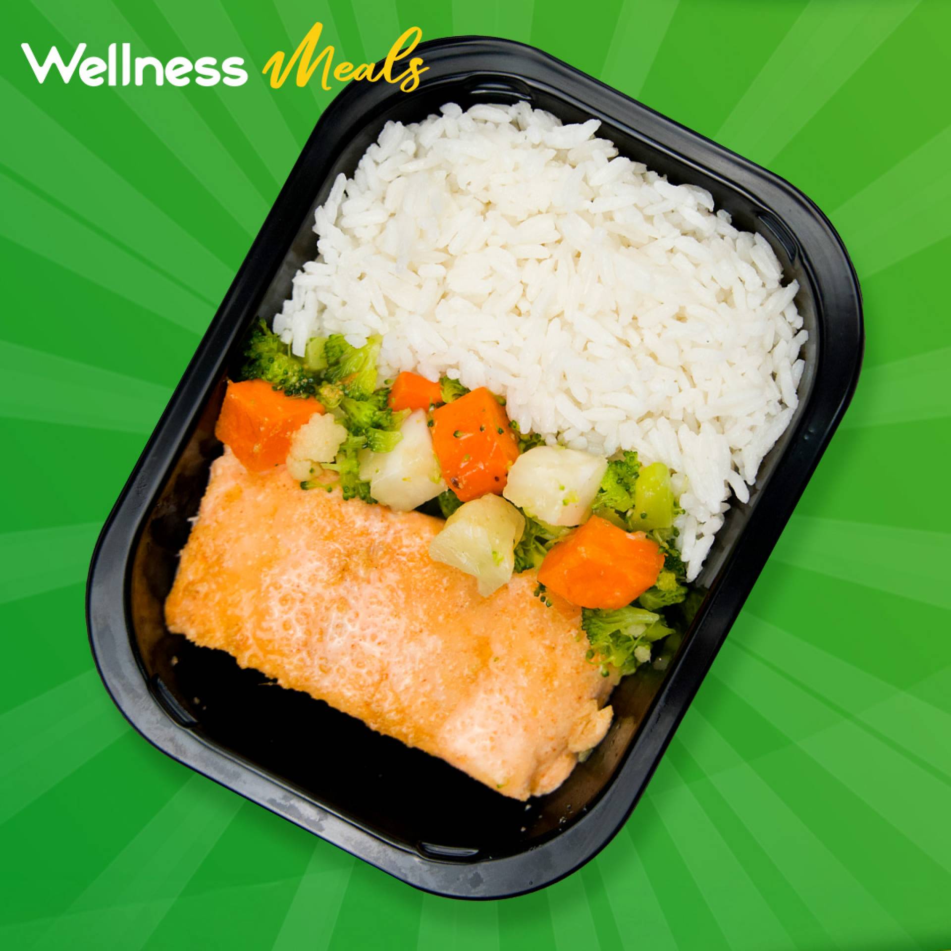27. Salmon al Horno con Arroz Jasmin y Vegetales Mixtos en Aceite de Aguacate