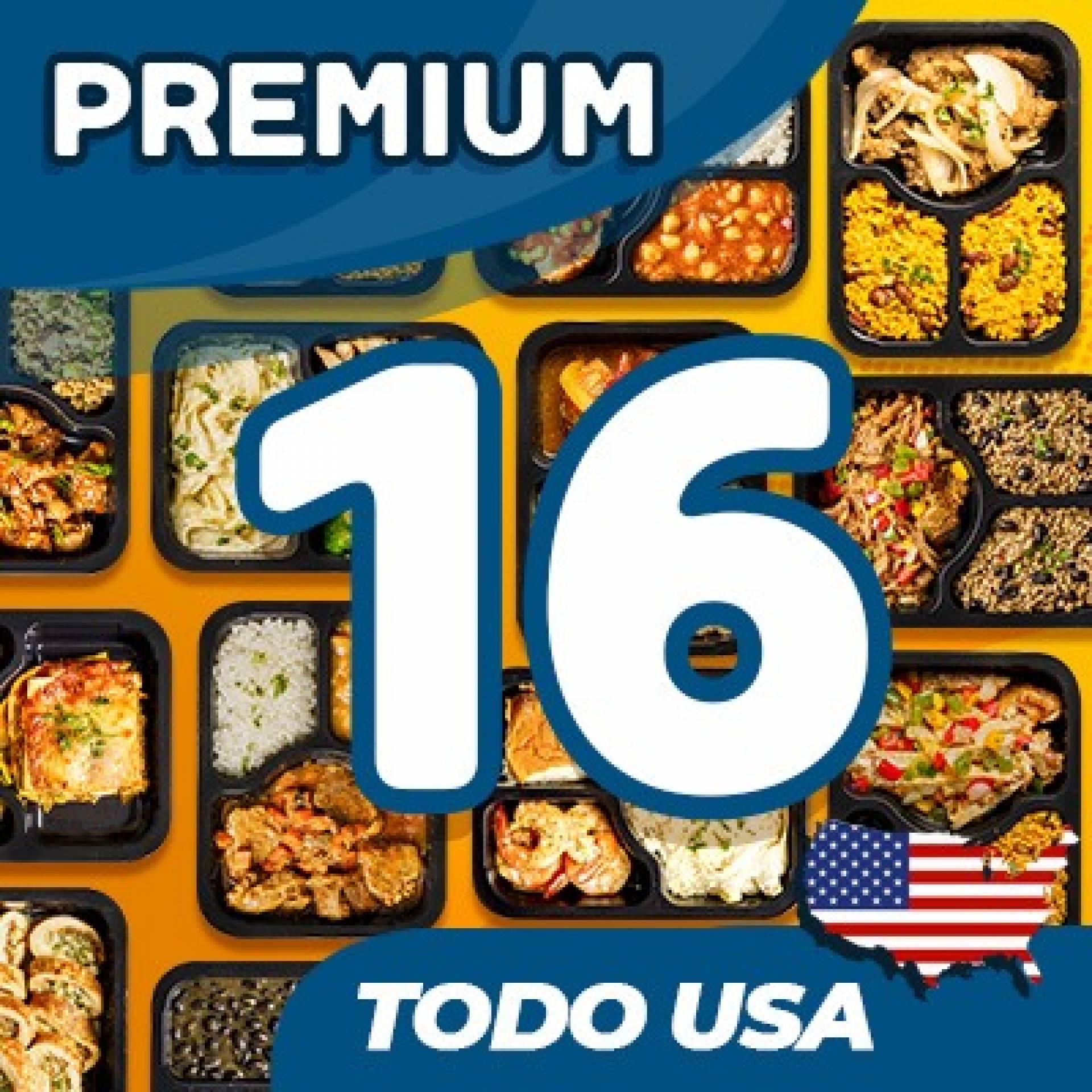 16 Platos - MENU PREMIUM USA ($10.59 por plato refrigerado)