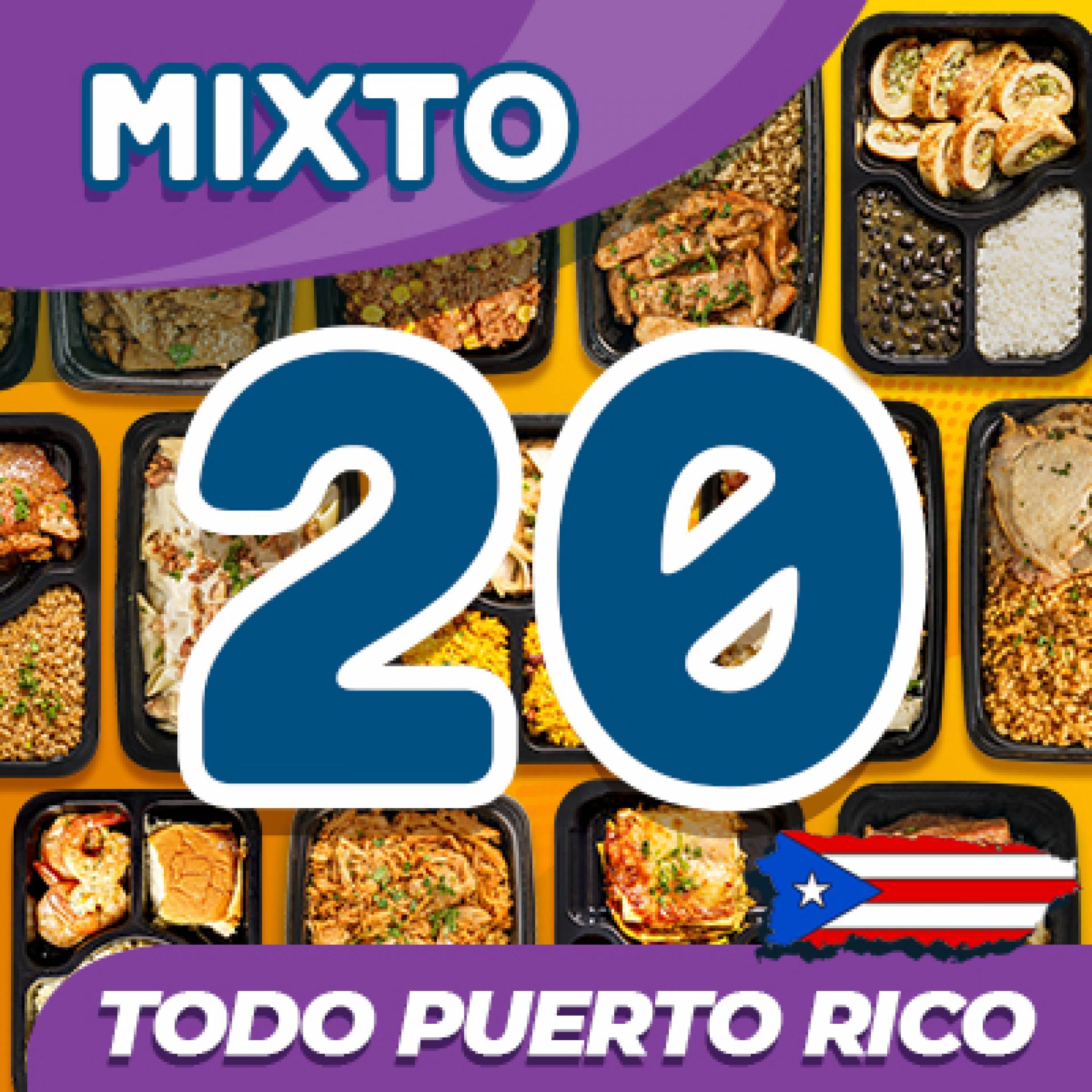 20 Platos - MENU MIXTO  ($6.99 -10 Value / $10.99 -10 Premium / por plato refrigerado)